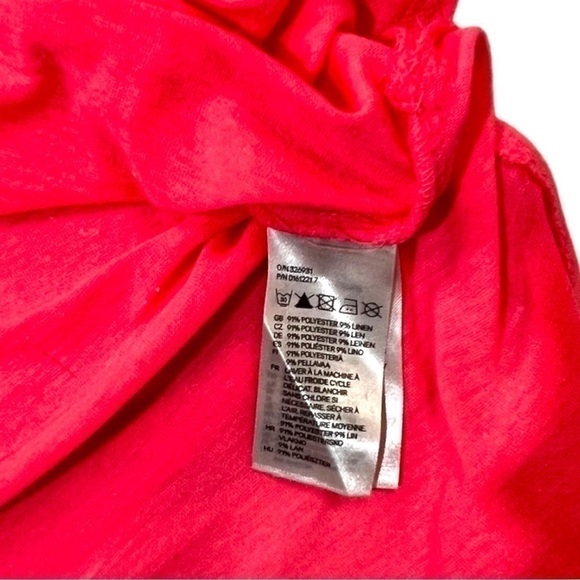 H&M Bright Coral 3/4 Sleeve Tunic Top with Button Front- Size X-Small - Picture 4 of 4